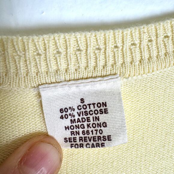 Anthropologie Guinevere Sweater Women Butter Yellow Small Cotton Viscose Classic - Picture 6 of 12